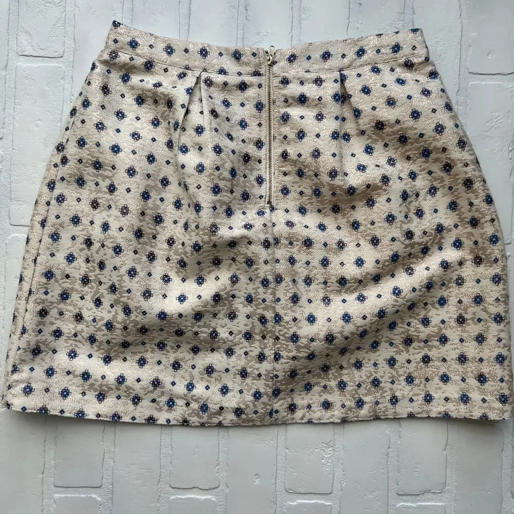 Miami Tulip Style Beaded Cream and Gold tapestry Skirt casual or dressy - sz M - Picture 2 of 6
